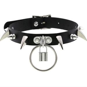 Hot Topic Black Spiked Choker Necklace
